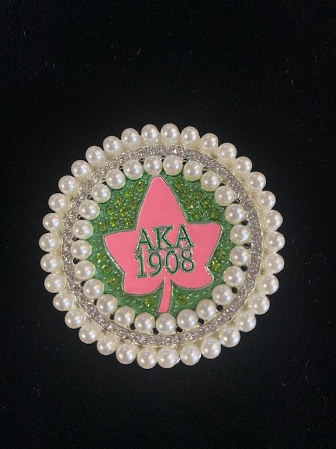AKA Bling Lapel Pin with Ivy (Round)