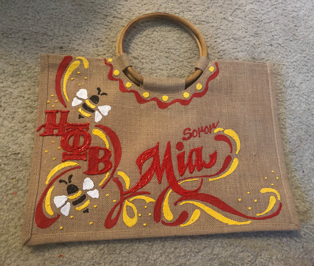Eta Phi Beta Custom Handpainted Totebag