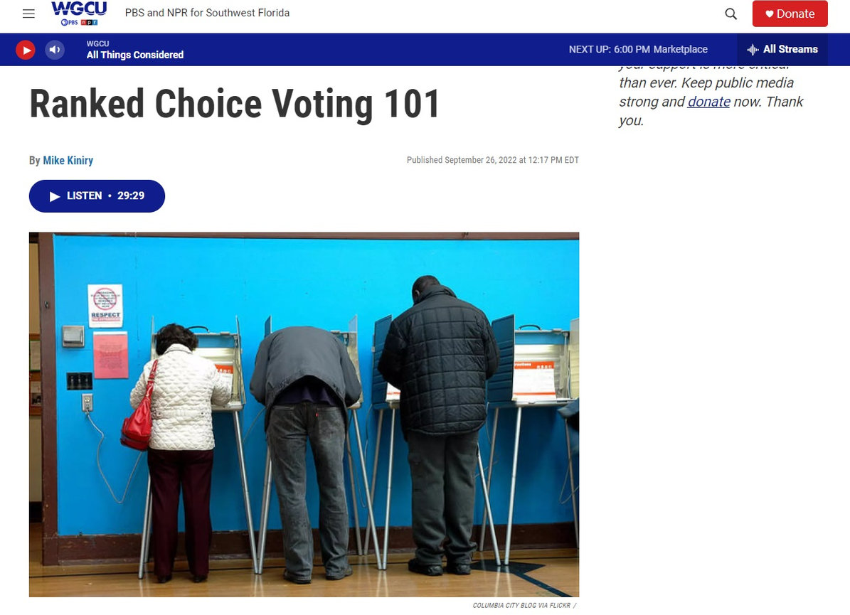 RCVRC on WGCU (Sept. 2022) - Ranked Choice Voting Resource Center