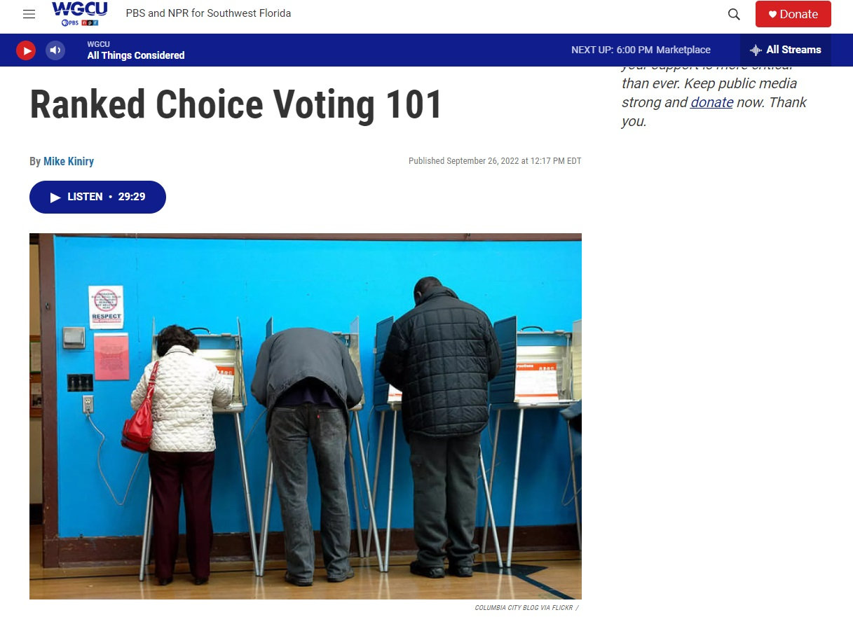 RCVRC on WGCU (Sept. 2022) - Ranked Choice Voting Resource Center