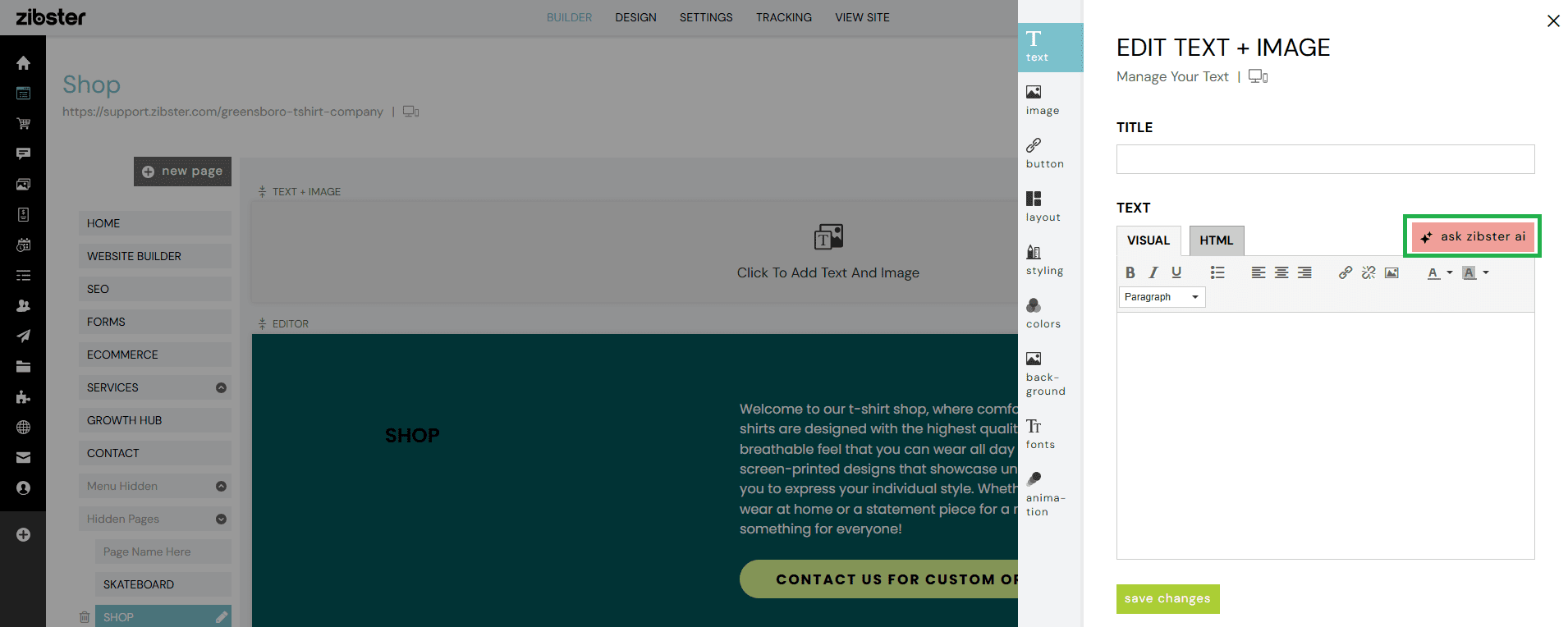 How To Use Text + Image Blocks - Zibster Knowledge Base