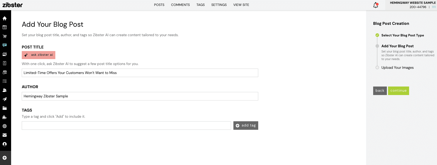 How To Create A Blog Post - Zibster Knowledge Base